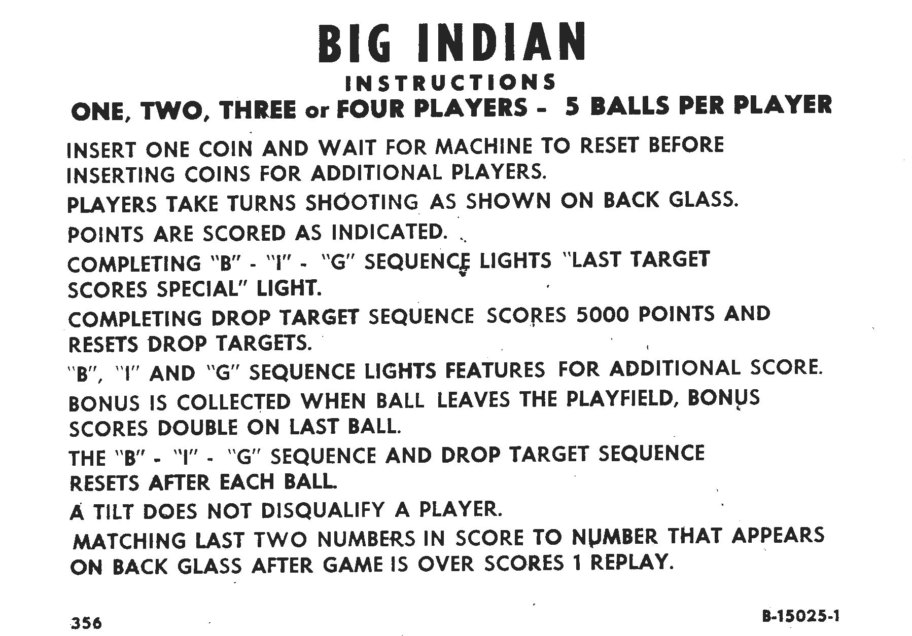 Big Indian Instruktionskarte 6